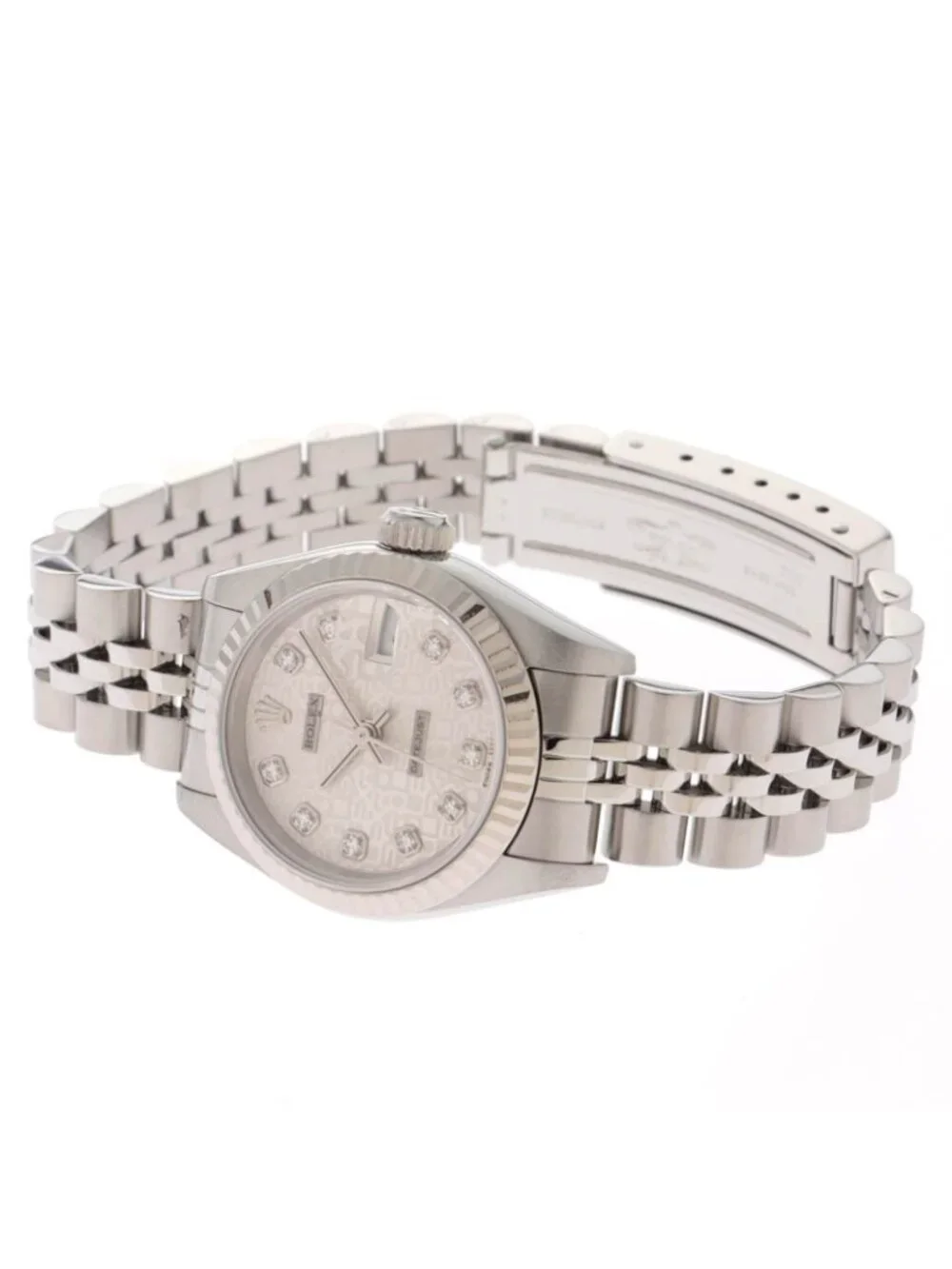 Rolex Datejust 26 Watch Stainless Steel 18k White Gold Diamond Silver Jubilee